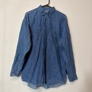 In Private Denim Button Down Shirt Mens Large Blue Good Vintage 90s Workwear‎